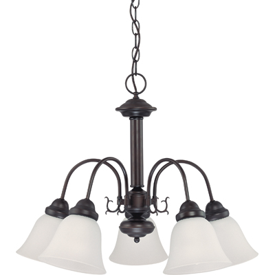 Nuvo Lighting 60/3141  Ballerina - 5 Light 24" Chandelier with Frosted White Glass in Mahogany Bronze Finish